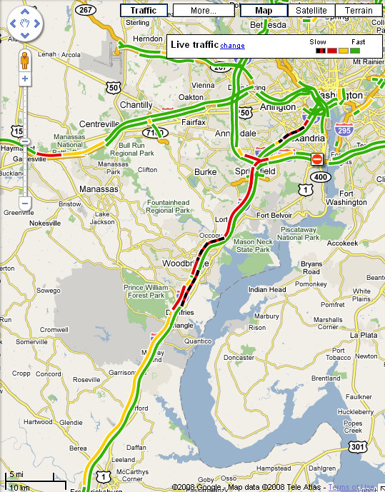 A map showing traffic congestion.