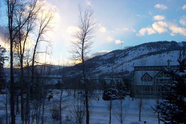 Teton Mountains, snow capped, in a sunset, Jackson Hole, WY