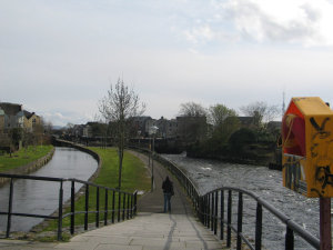 A canal behind downtown Galway.